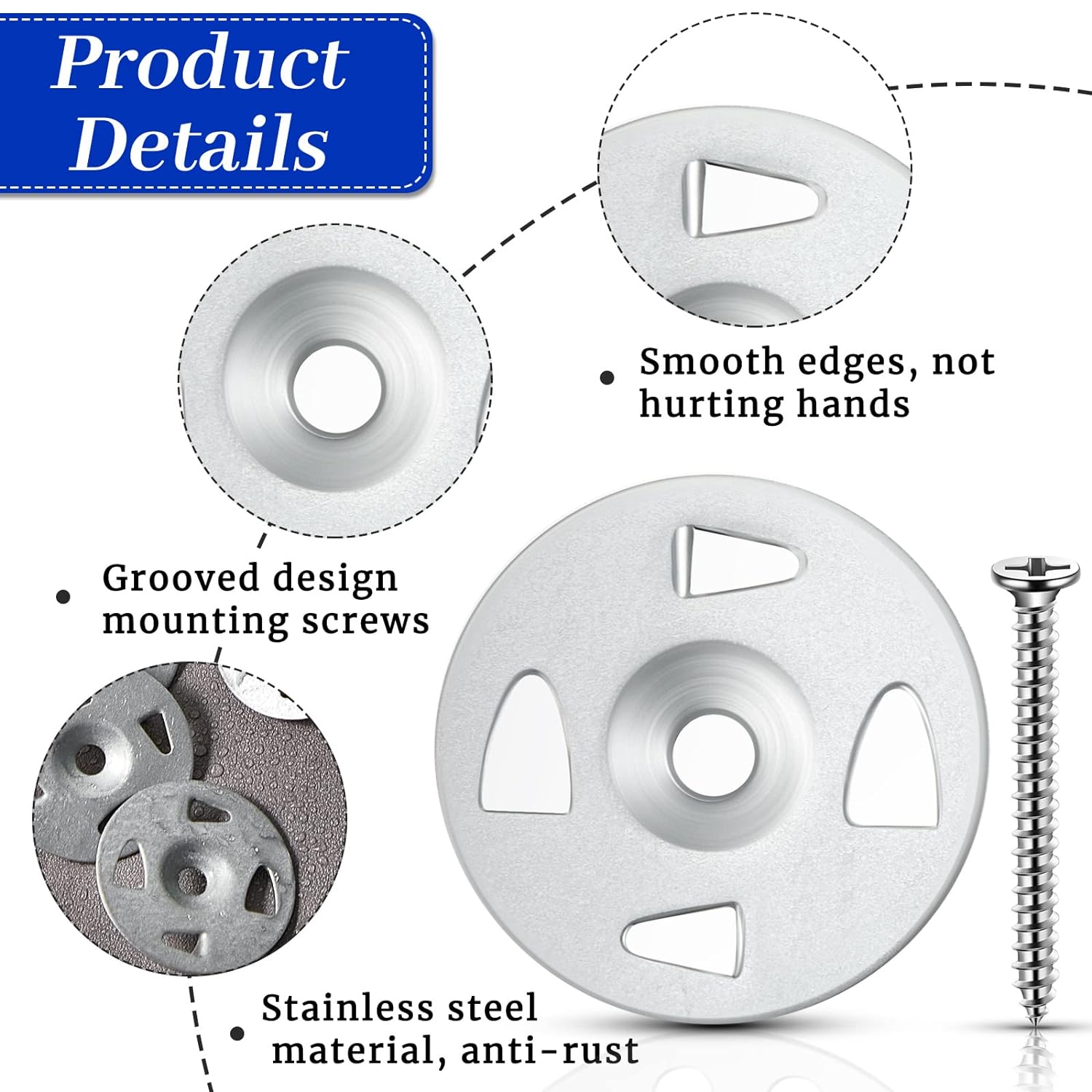 Board Fasteners Hardware Set 100 Pcs 1-1/4 Inch Stainless Steel Washers and 100 Pcs Screws for Fixing Fastening Installation - Image 3
